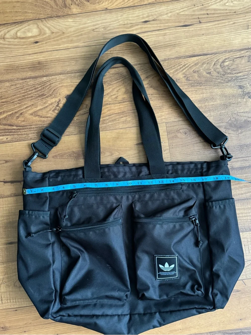 adidas Black Men's Messenger Tote with Front Zip Pockets